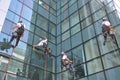 Window cleaners on office building, photo taken 20.05.2014 Royalty Free Stock Photo