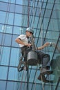 Window cleaners on office building, photo taken 20.05.2014 Royalty Free Stock Photo