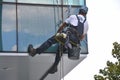 Window cleaners on office building, photo taken 20.05.2014 Royalty Free Stock Photo