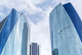 Window cleaners working on the Etihad Tower in Abu Dhabi