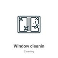Window cleanin outline vector icon. Thin line black window cleanin icon, flat vector simple element illustration from editable Royalty Free Stock Photo