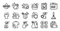 Window cleaning, Hand sanitizer and Washing cleanser line icons set. Vector