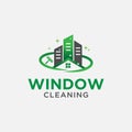 Window Cleaning in Modern Flat Style for Window Building House Cleaning Service Maintance Logo Design Template