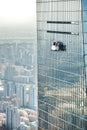 Skyscraper with window cleaner in Shanghai