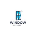 Window cleaning service brand logo, house keeping service logo with clean window , sparkle exterior interior illustration