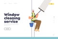 Window cleaning service concept of landing page with washer clean glass wall of building outside Royalty Free Stock Photo