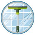Window Cleaning Tool in a Round Frame against a Clean Glass Background Royalty Free Stock Photo