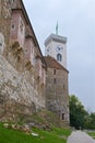 Window clock tower in Ljubljana Castle in Slovenia Royalty Free Stock Photo