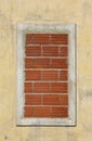 Window closed with bricks