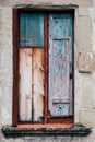 Window with closed shutters in vintage wood Royalty Free Stock Photo