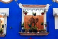 Window on a colorful house in the colonial town of Merida, Mexico - sep, 2019 Royalty Free Stock Photo