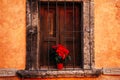 Window on a colorful house in the colonial town of Merida, Mexico - sep, 2019 Royalty Free Stock Photo