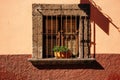 Window on a colorful house in the colonial town of Merida, Mexico - sep, 2019 Royalty Free Stock Photo