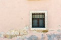 Window in a cracked wall; in horizontal orientation Royalty Free Stock Photo