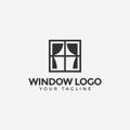 Window With Curtain Logo Design Template