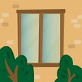 WINDOW DAY Home Happiness Family Flat Vector Illustration