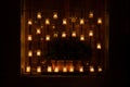 Window decorated with candles in the night of the candles, Pedraza, Segovia, Spain