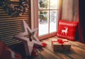 Window decorated for holidays Royalty Free Stock Photo