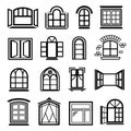 Window design icons set, simple style