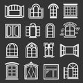 Window design icons set grey vector Royalty Free Stock Photo