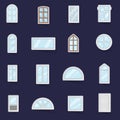 Window design types icons set vector sticker Royalty Free Stock Photo