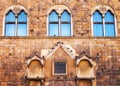 Window details of Palazzo Vecchio The Old Palace on Piazza Della Signoria, Florence