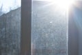 Window with dirty and dusty glass in daylight Royalty Free Stock Photo