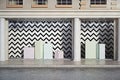 Window display with empty podiums