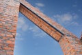 Window, door metal lintel with iron bar on brick unfinished building house construction. Royalty Free Stock Photo