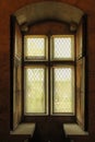 Window embrasure. Palace of the Duques of Braganca. Guimaraes. Portugal Royalty Free Stock Photo