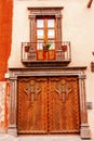 Window Facade Golden Brown Wooden Door San Miguel de Allende Mex
