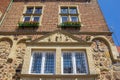 Window on the facade of the historic toen hall of Meppen