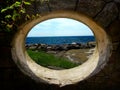 Window facing tidal pools and the ocean Royalty Free Stock Photo