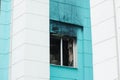 Window a fire in high-rise building