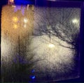 Window fog rain dark New England shadows Royalty Free Stock Photo