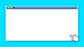 Window form blank on blue for banner background, template window frame on blue, copy space, mock-up display social for user