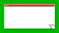 Window form blank on green for banner background, template window frame on green, copy space, mock-up display social for user