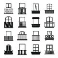 Window forms icons set balcony, simple style Royalty Free Stock Photo