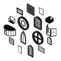Window forms icons set, simple style Royalty Free Stock Photo