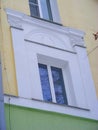 Window frame of classic architectural style building in Minsk, age of URSS, neoclassicism Royalty Free Stock Photo
