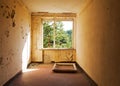 Window frame in the old and abandoned room Royalty Free Stock Photo