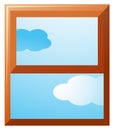 Window frame with sky view outside