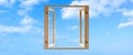 Window frame wooden open sky panoramic Royalty Free Stock Photo