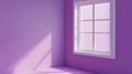 Window framed in white on purple wall with shadows cast Royalty Free Stock Photo