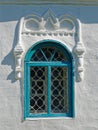 Window framing in an old Orthodox church. Royalty Free Stock Photo