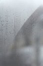 Window glass with condensate or steam after heavy rain, Texture or background image Royalty Free Stock Photo