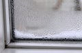 Window glass with condensation water on the inside Royalty Free Stock Photo