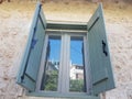 Window In Greek Island  Old Wooden Traditional
