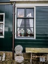 A window at  a wooden house  at Zaansche Schans, Holland Royalty Free Stock Photo