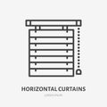 Window horizontal jalousie flat line icon. Vector outline illustration of blind curtain. Black color thin linear sign